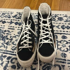 Converse CTAS Women's Platfrom High Sneaker Size 7 Black Canvas Raw Edge Shoe